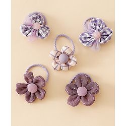 Babyhug Free Size Hair Rubber Bands With Flower Applique Pack of 6 - Purple