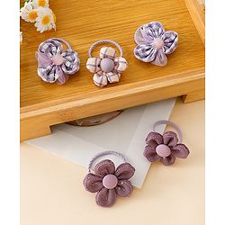 Babyhug Free Size Hair Rubber Bands With Flower Applique Pack of 6 - Purple
