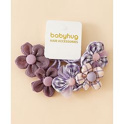 Babyhug Free Size Hair Rubber Bands With Flower Applique Pack of 6 - Purple