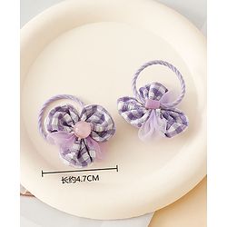 Babyhug Free Size Hair Rubber Bands With Flower Applique Pack of 6 - Purple