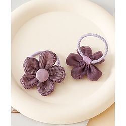 Babyhug Free Size Hair Rubber Bands With Flower Applique Pack of 6 - Purple