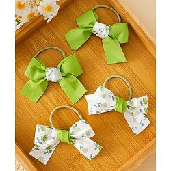Babyhug Hair Rubber Bands With Bow Applique - Green&Blue