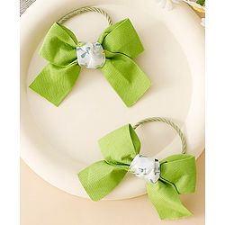 Babyhug Hair Rubber Bands With Bow Applique - Green&Blue