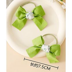 Babyhug Hair Rubber Bands With Bow Applique - Green&Blue