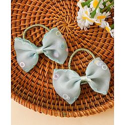Babyhug Hair Rubber Bands With Bow Applique - Green&Blue
