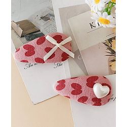 Babyhug Free Size Bow & Heart Snap Clips - Pink