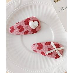 Babyhug Free Size Bow & Heart Snap Clips - Pink