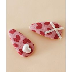 Babyhug Free Size Bow & Heart Snap Clips - Pink