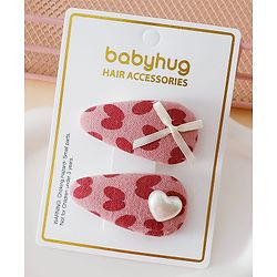 Babyhug Free Size Bow & Heart Snap Clips - Pink