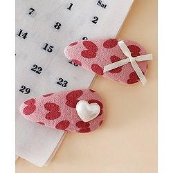 Babyhug Free Size Bow & Heart Snap Clips - Pink