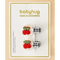 Babyhug Cute Hair Clips for Baby Girls - Red & White