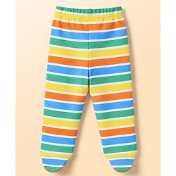 Babyhug 100% Cotton Interlock Knit Striped Animal Printed Bootie Leggings Pack of 3 - Sky