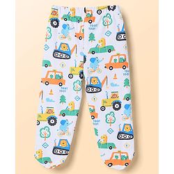 Babyhug 100% Cotton Interlock Knit Striped Animal Printed Bootie Leggings Pack of 3 - Sky