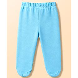 Babyhug 100% Cotton Interlock Knit Striped Animal Printed Bootie Leggings Pack of 3 - Sky