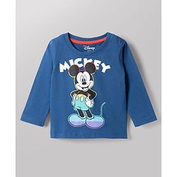 Babyhug Disney 100% Cotton Knit Full Sleeves T-Shirt & Pyjama Night Suit With Micky Mouse Graphic - Multicolor