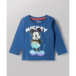 Babyhug Disney 100% Cotton Knit Full Sleeves T-Shirt & Pyjama Night Suit With Micky Mouse Graphic - Multicolor