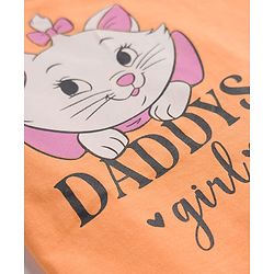 Babyhug Disney Single Jersey Knit Half Sleeves T-Shirt & Shorts Night Suit With Marie Graphics - Orange