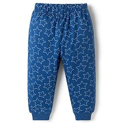 Babyhug Disney Single Jersey Knit Full Sleeves T-Shirt & Pyjama Night Suit With Olaf Graphic & Star Print - Navy Blue