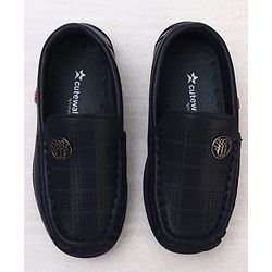 Cute Walk by Babyhug Slip On Formal & Party Wear Shoes With Applique - Navy Blue