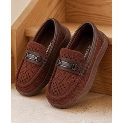 Cute Walk by Babyhug Slip On Formal & Party Wear Shoes With Applique -Brown