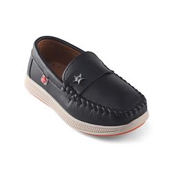 Cute Walk by Babyhug Slip On Party Wear Shoes With Star Applique - Black
