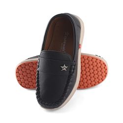 Cute Walk by Babyhug Slip On Party Wear Shoes With Star Applique - Black