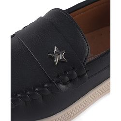 Cute Walk by Babyhug Slip On Party Wear Shoes With Star Applique - Black