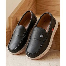Cute Walk by Babyhug Slip On Party Wear Shoes With Star Applique - Black