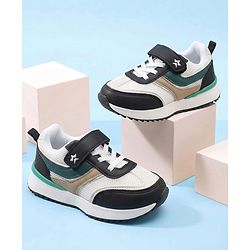 Cute Walk by Babyhug Velcro Closure Sneaker Shoes With Star Applique - Black