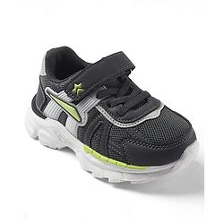 Cute Walk by Babyhug Velcro Closure Sneaker Shoes With Star Applique - Grey