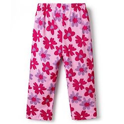 Babyhug Cotton Knit Full Sleeves Front Open Co-Ords Floral Printed Top & Pajama Night Suit - Pink