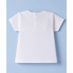 Babyhug 100% Cotton Woven Half Sleeves Top with Bow Detailing - White