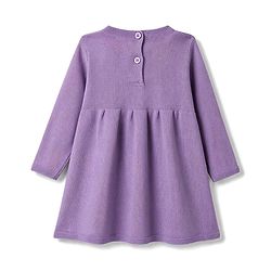 Babyhug Sweater-knit Full Sleeves Woollen Dress with Floral Embroidery - Lavender