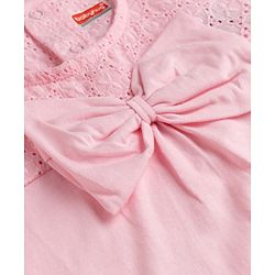 Babyhug 100% Cotton Woven Half Sleeves Top with Schiffli & Bow Detailing - Pink