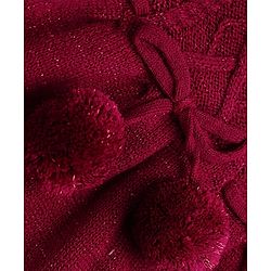 Babyhug Cable Sweater-knit Full Sleeves Woolen Dress with Knot - Maroon