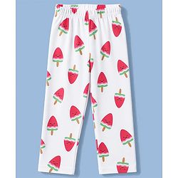 Babyhug 100% Cotton Knit Full Sleeves Watermelon Shaped Popsicles Printed Co-Ords Shirt & Pyjama Night Suit - White & Red
