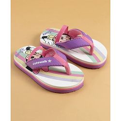 Cute Walk by Babyhug Disney Back Strap Flip Flops With Minnie Mouse Print - Purple & White