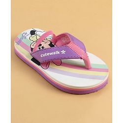 Cute Walk by Babyhug Disney Back Strap Flip Flops With Minnie Mouse Print - Purple & White