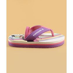 Cute Walk by Babyhug Disney Back Strap Flip Flops With Minnie Mouse Print - Purple & White