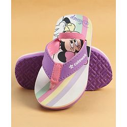 Cute Walk by Babyhug Disney Back Strap Flip Flops With Minnie Mouse Print - Purple & White