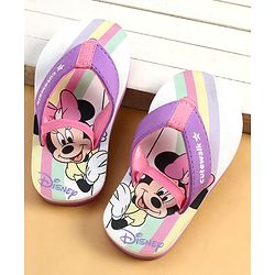 Cute Walk by Babyhug Disney Back Strap Flip Flops With Minnie Mouse Print - Purple & White