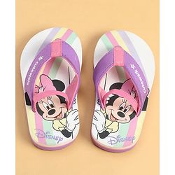 Cute Walk by Babyhug Disney Back Strap Flip Flops With Minnie Mouse Print - Purple & White
