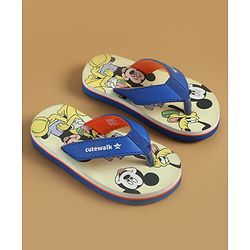 Cute Walk by Babyhug Disney Slip On Flip Flops With Mickey & Friends Print - Blue