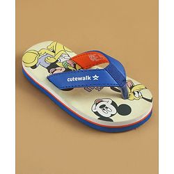 Cute Walk by Babyhug Disney Slip On Flip Flops With Mickey & Friends Print - Blue