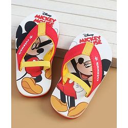 Cute Walk by Babyhug Disney Flip Flops with Back Strap & Mickey Mouse Print - Red