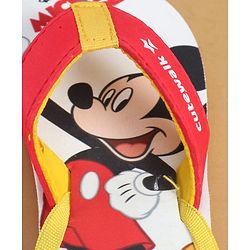 Cute Walk by Babyhug Disney Flip Flops with Back Strap & Mickey Mouse Print - Red