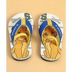 Cute Walk by Babyhug Disney Back Strap Closure Flip Flops With Lion King Print - White & Blue
