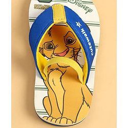 Cute Walk by Babyhug Disney Back Strap Closure Flip Flops With Lion King Print - White & Blue