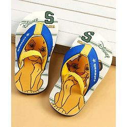 Cute Walk by Babyhug Disney Back Strap Closure Flip Flops With Lion King Print - White & Blue