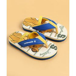Cute Walk by Babyhug Disney Back Strap Closure Flip Flops With Lion King Print - White & Blue